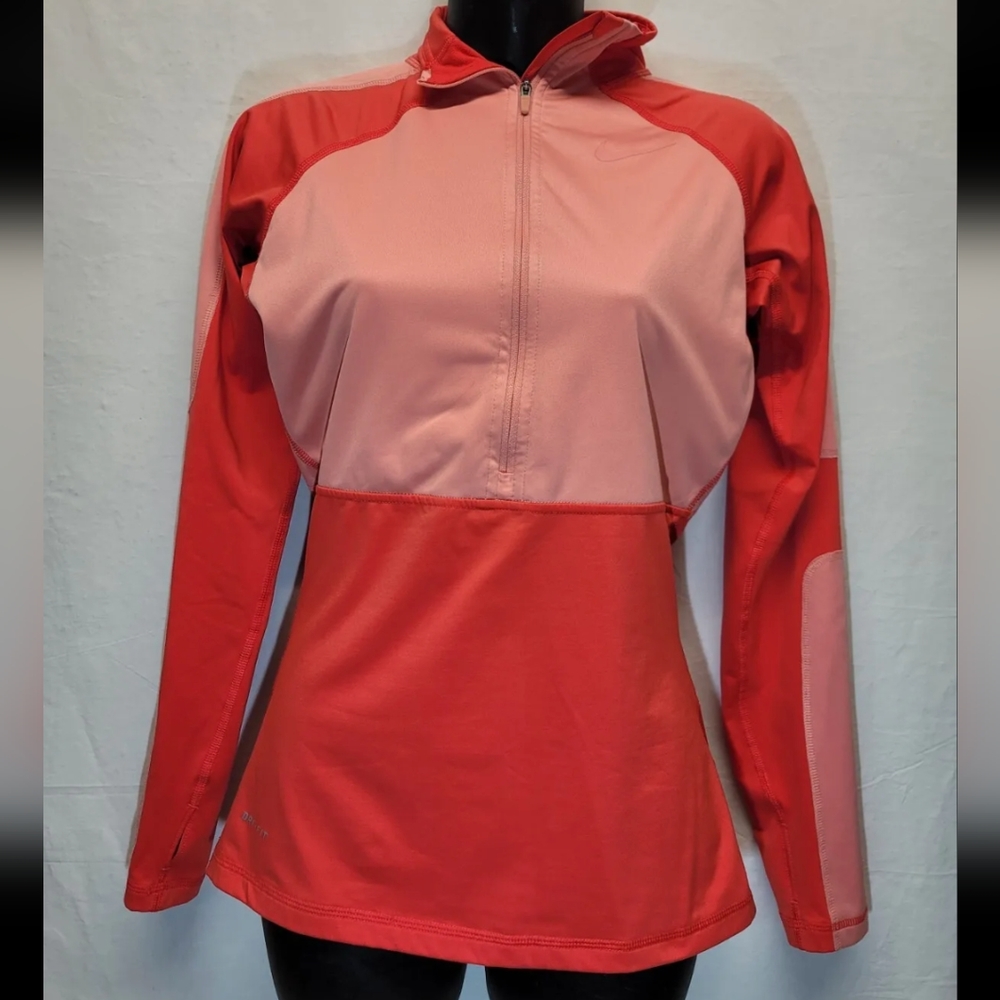Nike Pro Hyperwarm Shield Half Zip Pullover Coral/Pink - Women's Athletic Small